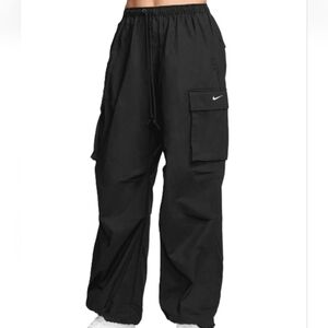 Nike Black Nylon Baggy Track Cargo Pants Size XL Swoosh
